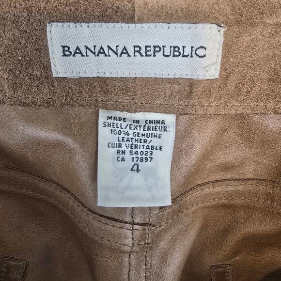 Banana Republic Tan Suede Leather Pants Mid Rise Straight Leg Y2K Size 4 SEE - Picture 3 of 10
